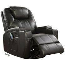 Bowery Hill Contemporary Faux Leather Rocker Recliner with Massage in Black