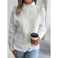 thumbnail image 6 of Women'S Ruffle Cute Sweater Vest Sleeveless Round Neck Summer Knit Pullover Tank Tops White L, 6 of 8