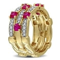 thumbnail image 4 of Created Forever Women's Created Ruby and Lab Grown Diamond Triple Row Ring, 4 of 9