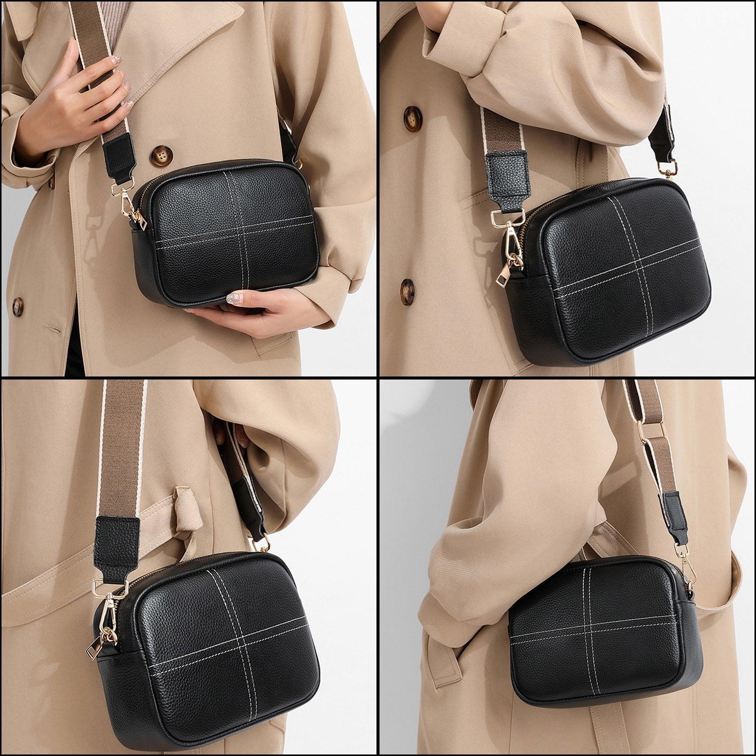 KAWELL Womens Small Crossbody Bag with Wide Strap Camera Purse and Wallet