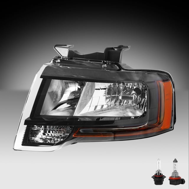 Driver Side Headlight for 2015 2016 2017 Ford Expedition Black lamps w/bulb LH