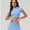 Blue, variant on PISONIC 2 Piece Tennis Dress for Women High Waist Pleated Tennis Skirt with Shorts Short Sleeve Crop Golf Workout Skirts Sets