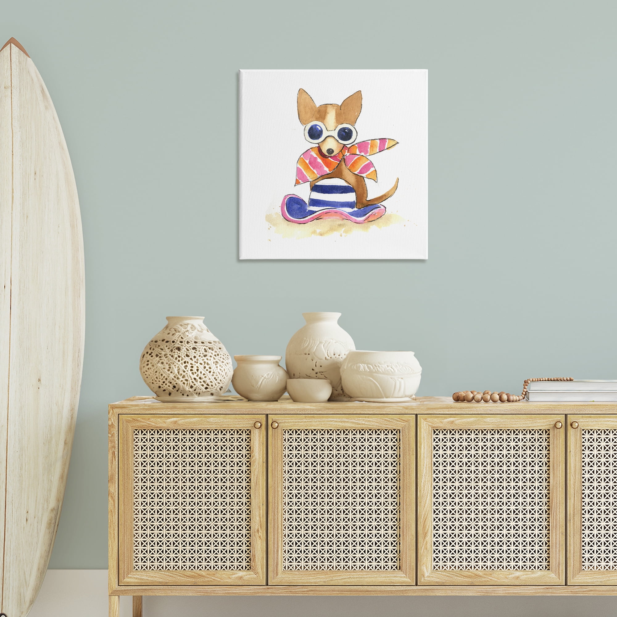 Stupell Industries Sandy Dog on Beach Animals Painting Wrapped Canvas Art Print Wall Art, 30 x 30