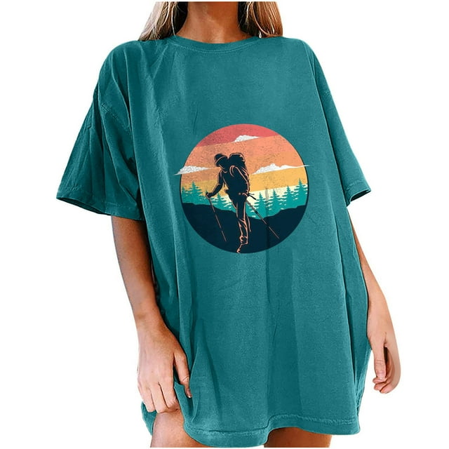 Birdeem Womens Short Sleeve Summer Beach Printed Casual Top Pullover T-Shirt