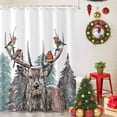 thumbnail image 5 of Christmas Vintage Shower Curtains for Bathroom, Deer Birds Pine Tree Snowscape Waterproof Fabric Shower Curtain for Bathroom Bathtub Decoration, Machine Washable, 54x"78", 5 of 9