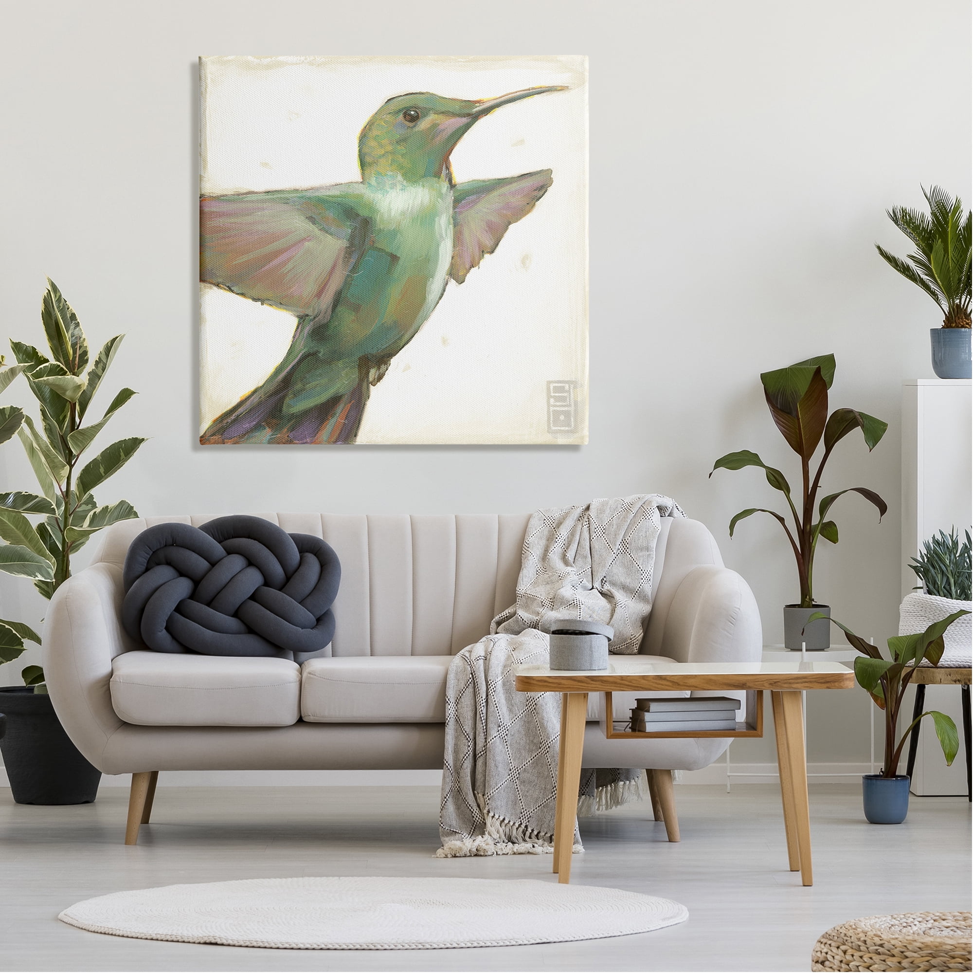 Stupell Industries Green Hummingbird Painting Animals & Insects Painting Gallery Wrapped Canvas Print Wall Art, 36 x 36