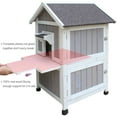 thumbnail image 5 of Outdoor Cat House, 2 Story Outdoor Houses for Feral Cats Wooden Outside Cat Shelter Weatherproof with Escape Door, 5 of 8