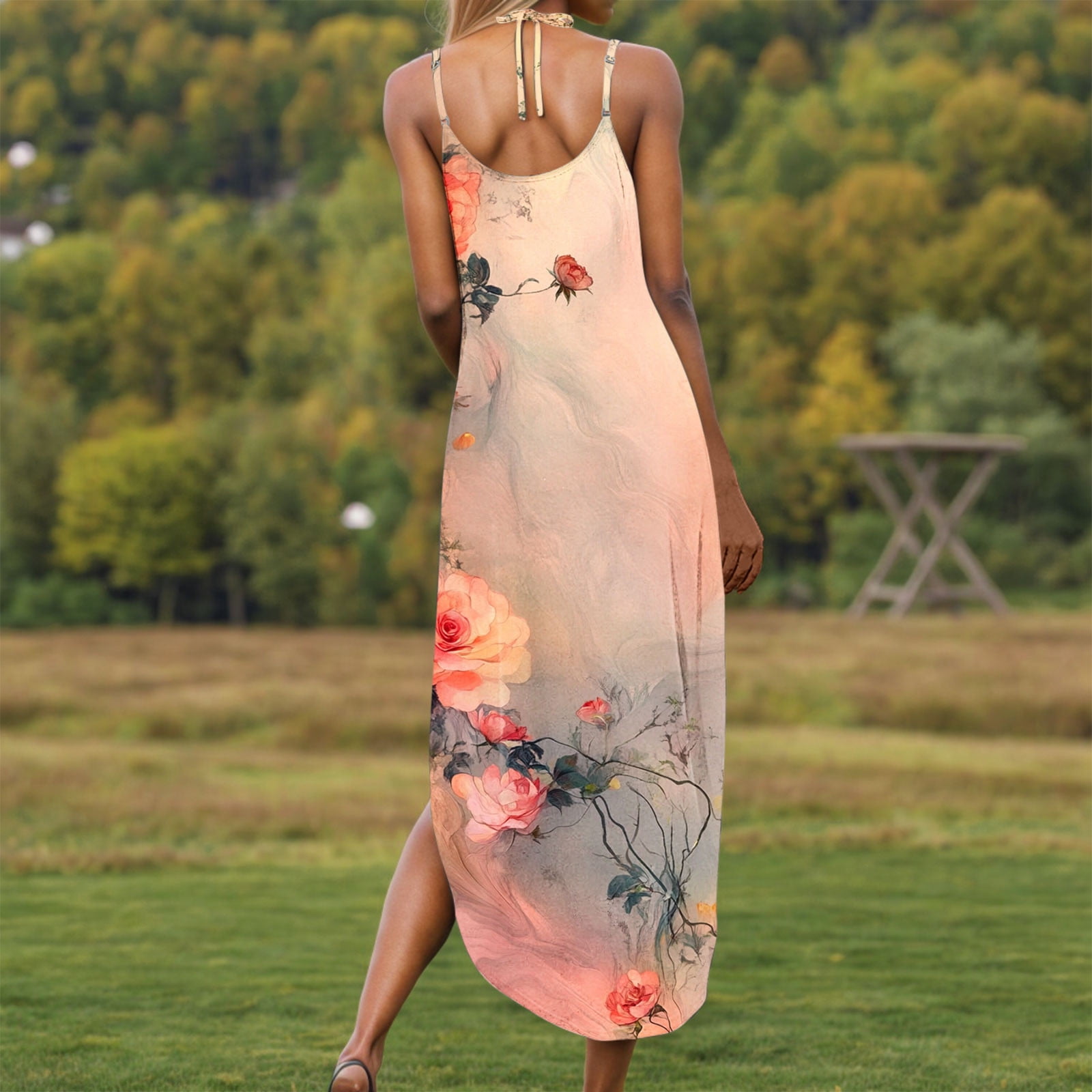 Robe D’été Femme Sans Manches – Imprimé Floral, Col En V, Fluide Et Confortable, Idéale Plage Ou Ville