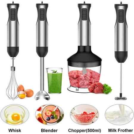 

20-Speed Immersion Hand Blender 5-in-1 Powerful 1000W Blender Whisk and Mini Chopper with 600ml Beaker - Electric Whisk Immersion Mixer 500ml Chopper Bowl - Stainless Steel Blades - BPA Free