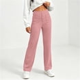 thumbnail image 7 of Women Button Decor Elastic High Waist Wide Leg Pants, Loose Casual Solid Trousers, Daily Street Lounge Pants with Side Pockets Pink XL(XL), 7 of 7