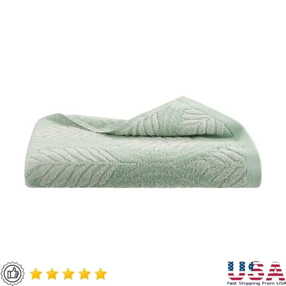 Sage Fern Ogee Bath Towel 70 Cotton 30 Tencel Jacquard Soft Absorbent Luxury New
