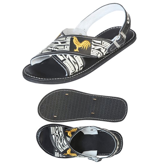 Artisanal Handmade Huarache - 50% leather and 50% Synthetic - Gallos - Black 603790