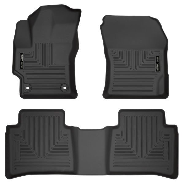 Husky Liner Floor Liner 95751 WeatherBeater; Molded Fit; Smooth Arcing Ribs/Raised Heel Pad; Black; Rubber; 3 Piece
