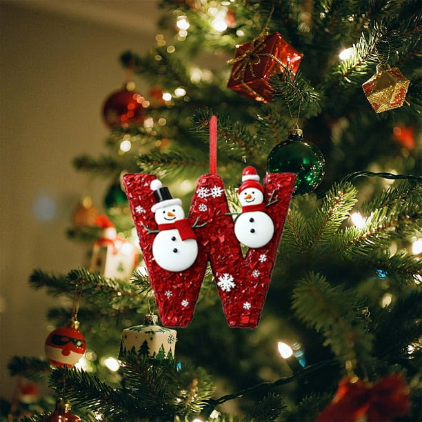 Uuiauoio 26-Piece Alphabet Christmas Ornaments Set with Holiday Designs, Acrylic Letter Tree Pendants for Decor, Festive Xmas Hanging Decorations for Home and Office Displays