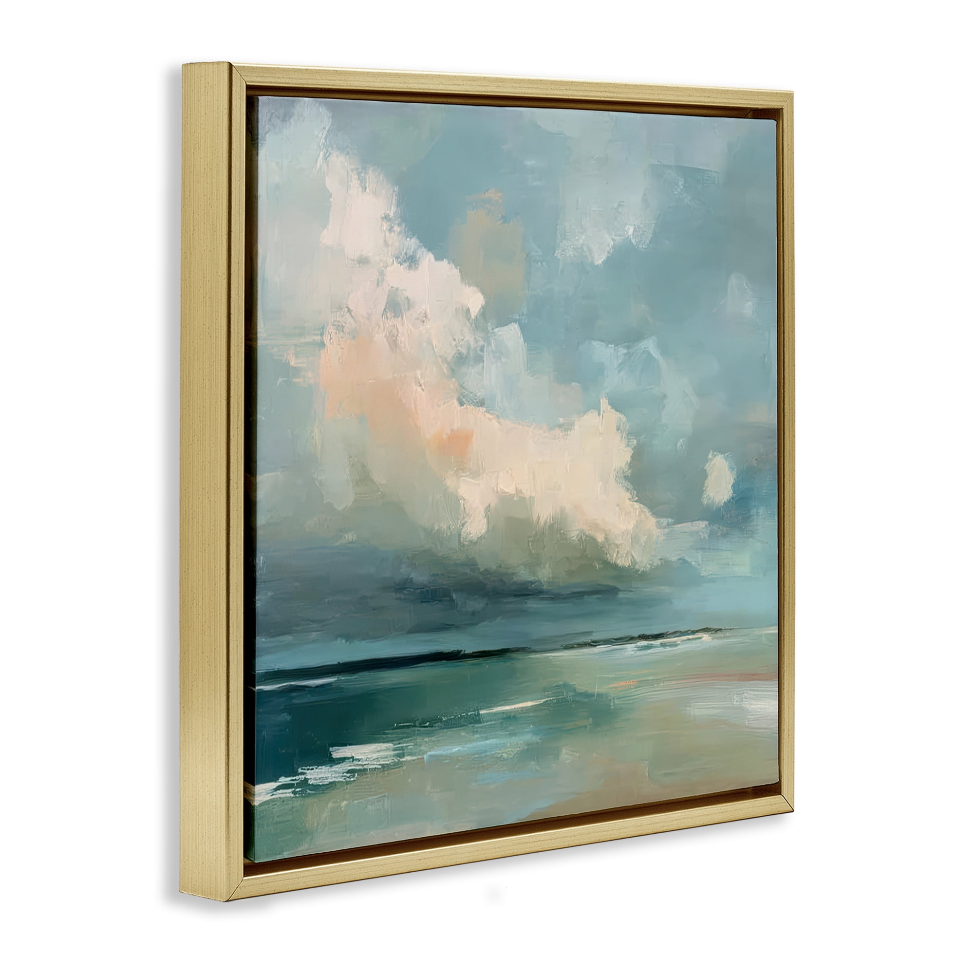 Stupell Industries Stormy Beach with Overhead Clouds Gold Framed Floater Canvas Wall Art, design by Kim Curinga