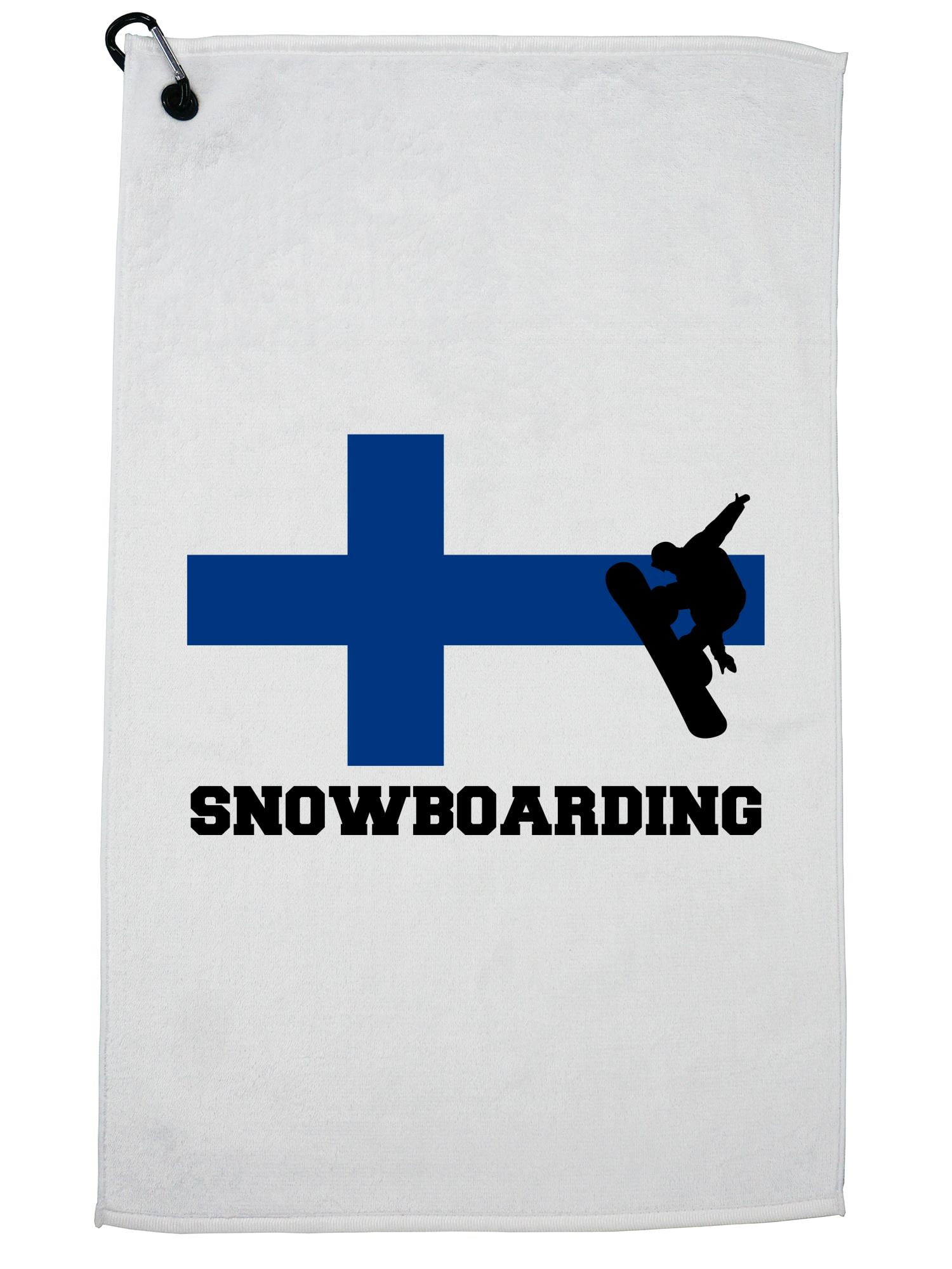 Finish Snowboarding Winter Olympic FIN Flag Golf Towel with Carabiner Clip by Hollywood Thread