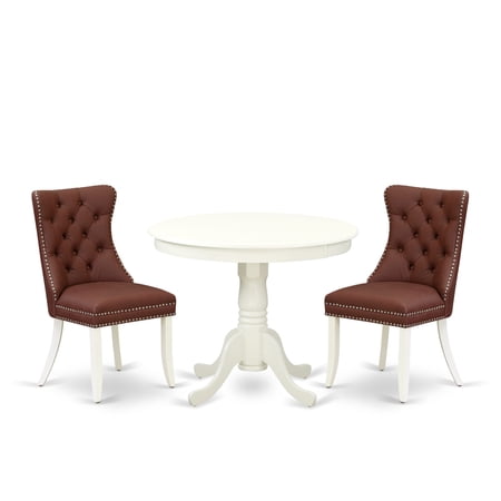 East West Furniture 3 Piece Dining Table Set for Small Spaces