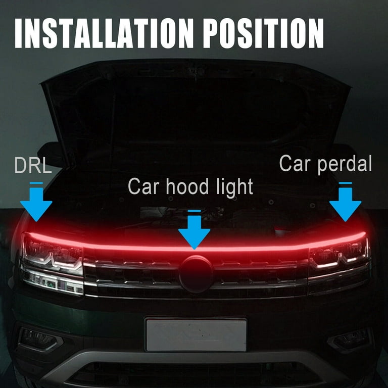 Innens Dynamic Scan Start Up Hoodbeam Kit, Flexible Car Hood LED Meteor  Strip Lights 
