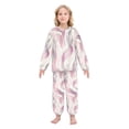 thumbnail image 2 of Fluffy Pajamas Set Fuzzy Winter Warm Pj Sets Pullover Tops and Long Pants Watercolor Abstract Wavy Lines X-Small, 2 of 8