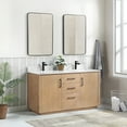 thumbnail image 3 of Vinnova San 60" Double Sink Wood Bath Vanity with Grain Stone in Brown/White, 3 of 16