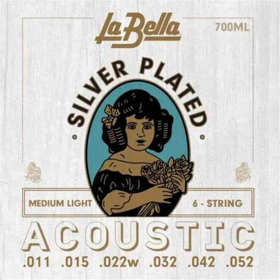 La Bella 700 Silver-Plated 6-String Acoustic Guitar Strings Medium Light (11 - 52)