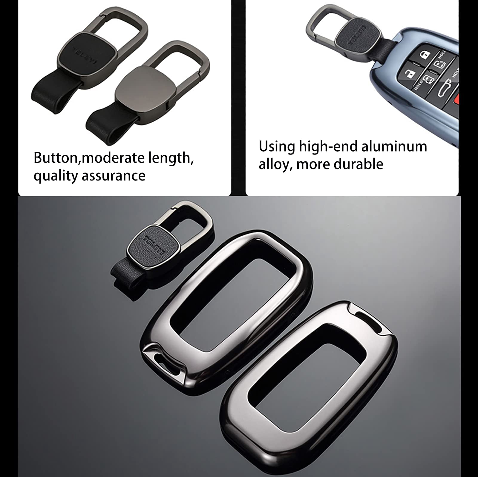 Key Fob Cover Case for Toyota Sienna 2021 Metal Smart Key Protection Holder Shell,Compatible for 2021 RAV4 Prime