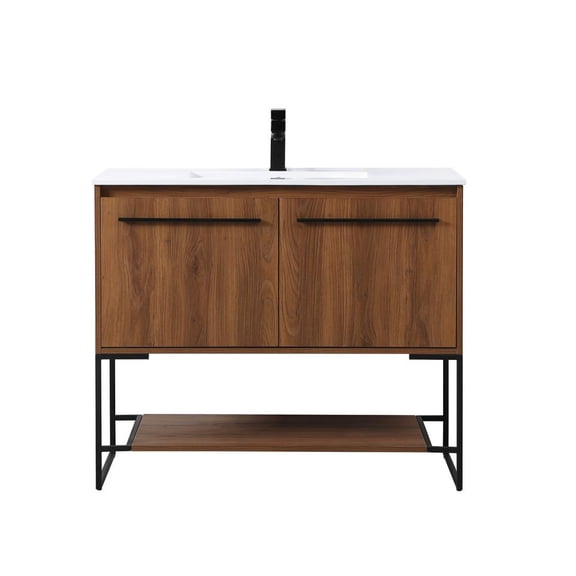 Elegant Kitchen and Bath 40 inch  Single Bathroom Vanity in Walnut Brown