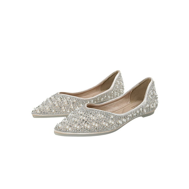 Woobling Women s Flat Shoes Comfort Flats Non slip Dress Shoe Lightweight Pumps Party Casual Slip On Apricot 7.5