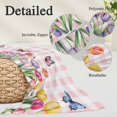 thumbnail image 2 of Tulips Spring Floral Pillow Covers, Linen Long Throw Pillow Case, Pink Plaid Flowers Butterfly Pastoral Holiday Pillow Protector Decorative Cushion Cover for Living Room/Bedroom 20" x 26", 2 of 8