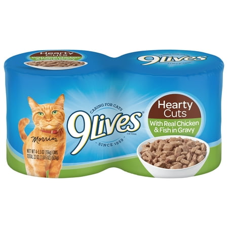 9Lives Hearty Cuts with Real Chicken & Fish in Gravy Wet Cat Food, 5.5 oz. Can, 4 Count