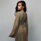 thumbnail image 3 of Vestido largo de retazos con manga voladora para mujer, ropa de calle informal, elegante, de moda, color liso, Otoño e Invierno, 3 of 5