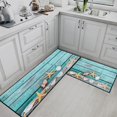 thumbnail image 3 of Rustic Starfish Shells Kitchen Rugs and Mats Non Skid Washable Set of 2, Turquoise Wooden Planks Kitchen Mats for Floor, Tropical Beach Kitchen Runner Rug, Summer Kitchen Decor, 3 of 6