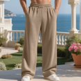 thumbnail image 5 of Havenx Baggy Sweatpants for Men Straight Wide Leg Drawstring Jogger Pants with Pockets Elastic Waist Open Bottom Sweatpant Loose Fit Soft Fall Winter Comfy Workout Trousers,Khaki 3XL, 5 of 5