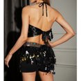 thumbnail image 4 of Women's Sexy 2Pcs Belly Dance Outfit Sequin Tassel Bra Crop Top with Sparkly Fringe Hip Scarf Sets for Carnival Party, 4 of 4