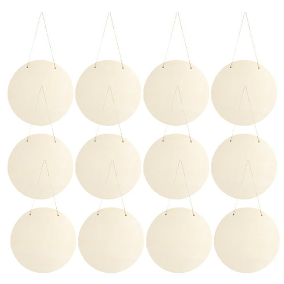 PTOOTP 12Pcs Unfinished Wood Sign Blanks Beige Round Plaques for Painting Projects