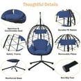 2 Piece Egg Chair, Outdoor Wicker Egg Chair with Stand, Patio Swing Chair Hammock Basket Chair