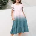 thumbnail image 3 of yoeyez Robes d'Été pour Filles Enfants Petites Filles à Double Couche Manches Volantées Fluides Robes Trapèze Décontractées Dégradé Col Ras du Cou Midi Robe d'Été Robes de Fête de Vacances pour Fille Kaki, 10 Ans, 3 of 6