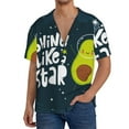 thumbnail image 3 of Fotbe Avocado in Space1 print Short Sleeve Button Down Shirts for Men Casual Summer Beach Wrinkle Free Shirt-3X-Large, 3 of 7