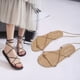thumbnail image 1 of Sandalias planas para mujer con tiras cruzadas, sandalias romanas sencillas de verano para mujer, zapatos de playa para mujer, 1 of 5