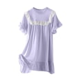thumbnail image 2 of TIMIFIS Robe de Pyjama Violette pour Tout-Petites Filles, Chemise de Nuit Fluide et Confortable, Couleur Unie, Tenue de Nuit Décontractée, Douce, Manches Courtes, Légère, Robe de Pyjama de Sommeil, Tenue de Nuit Stylée pour Enfants, pour 2-15 Ans, 2 of 3