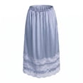thumbnail image 5 of Women's Satin Midi Half Slip Skirt with Lace Trim, Elastic Waist A-Line Silky Underskirt, Soft Under Dress Skirt for Women Office Date Night Daily Wear, 5 of 8