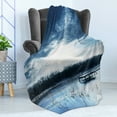 thumbnail image 4 of Winter Soft Flannel Fleece Throw Blanket, Landscape Scenery of Mountain Lake with a Frozen Bay Sunset, Cozy Plush for Indoor and Outdoor Use, 60" x 80", Purple Grey Slate Blue, by Ambesonne, 4 of 5