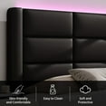 thumbnail image 3 of 4 EVER WINNER Full Bed Frame with LED Light, Modern Upholstered Platform Bed Frame Headboard and Footboard, Black Full Size Bed Frame, Black, 3 of 6
