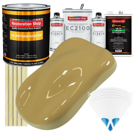 Restoration Shop - Buckskin Tan Urethane Basecoat with European Clearcoat Auto Paint - Complete Gallon Paint Color Kit - Automotive Refinish Coating