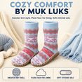 thumbnail image 2 of Girls Sweater Knit Slipper Socks, Soft Stitched Sole with Faux Fur Lining, LT BLUE, M/L, 2 of 9