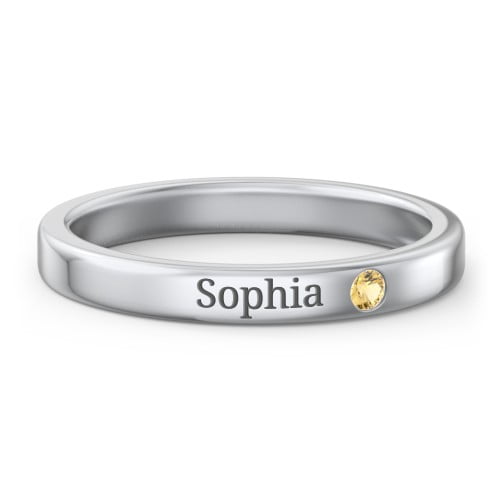 Stackable Birthstone Ring with Engraving - Citrine (November)