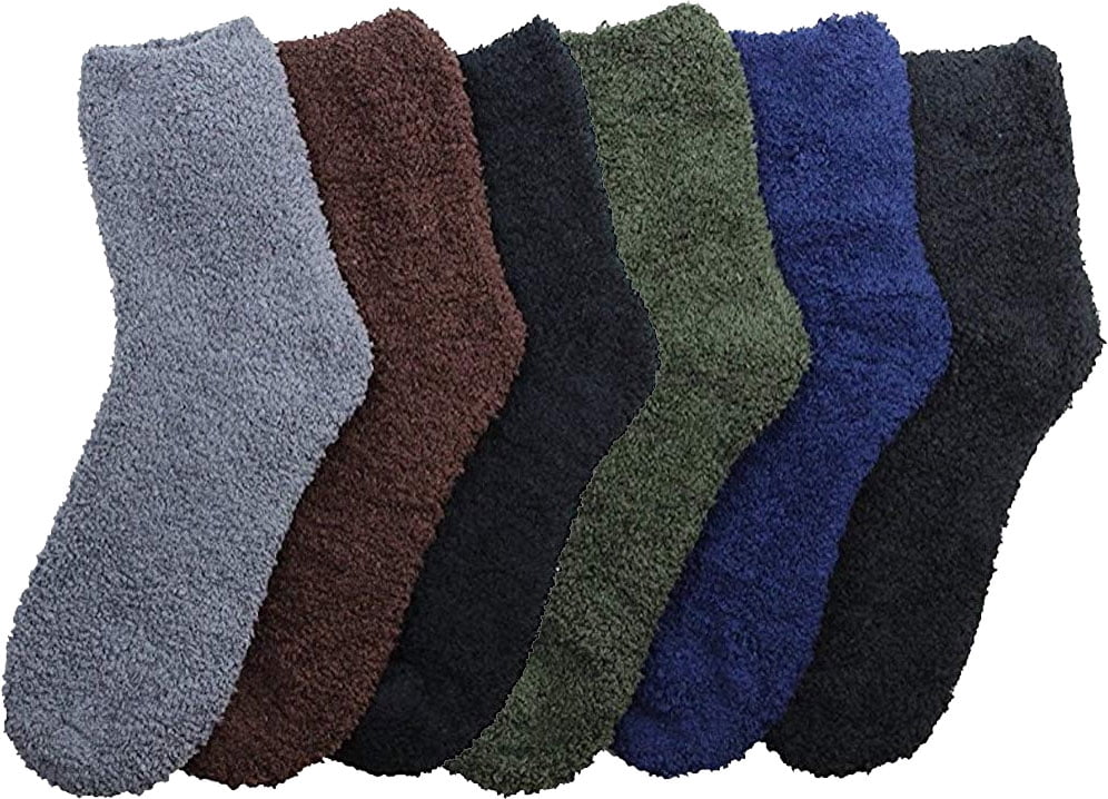 10 Pairs For Mens Womens Soft Cozy Fuzzy Winter Warm Striped Slipper Socks 9-13 