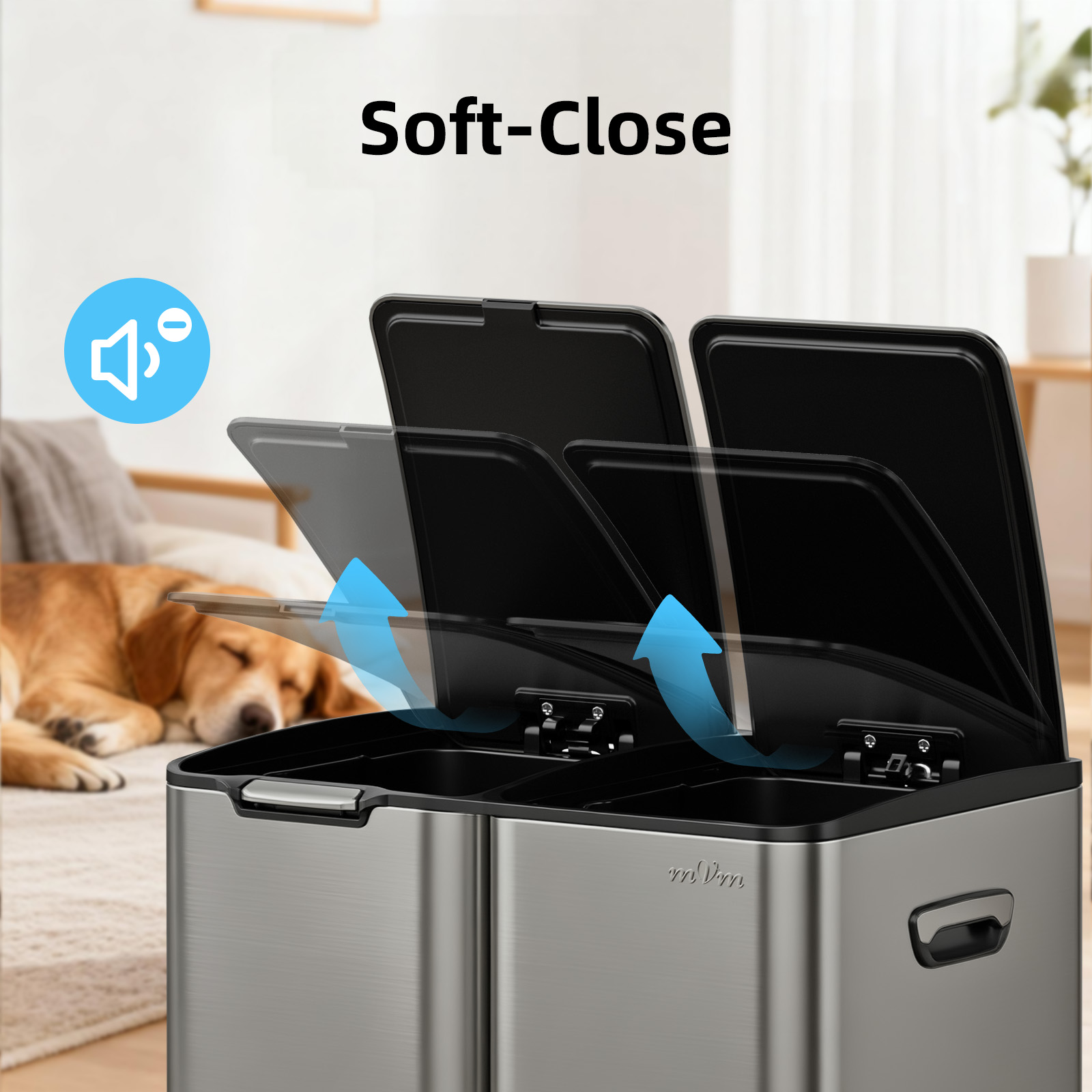 mVm 16 Gal 3 in 1 Kitchen Step Trash Can, Heavy Duty Anti Fingerprint Brushed Recycling Bin for Office