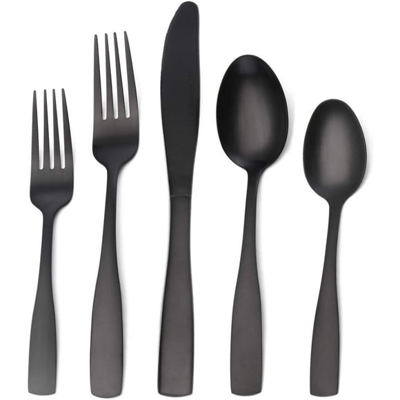 Matte Black Silverware Set, Satin 20 Piece Stainless Steel Cutlery Set