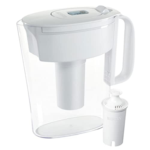 Brita Pichet de Filtre à Eau Petit 6 Tasses avec 1 Filtre Standard Brita, Sans BPA, Métro, Blanc